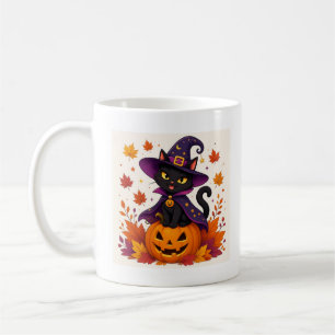 Taza de café de gato negro de Halloween