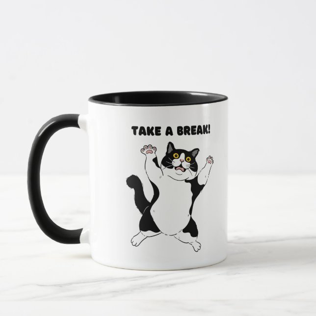 Taza de café de gato negro descarado: recordatorio (Izquierda)