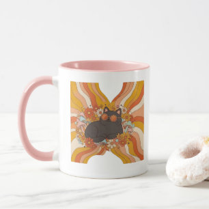 Taza de café de gato retro genial, lindo gato de l