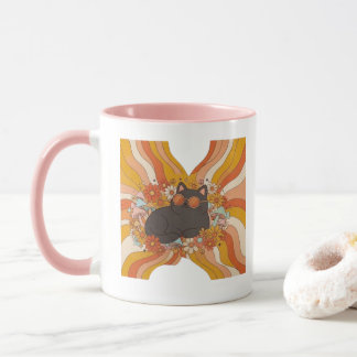 Taza de café de gato retro genial, lindo gato de l