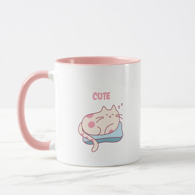 Taza de café de gato rosa lindo (Izquierda)