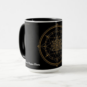 Taza de café de geometría negra sagrada
