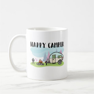 Taza de café de Glamping del campista contento qu