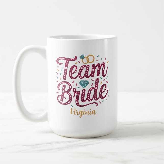 Taza de café de glitter de Team Bride para damas d (Izquierda)
