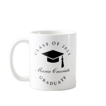 Taza de café de graduación con guión clásico