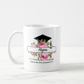 Taza de café de graduación floral cristiana