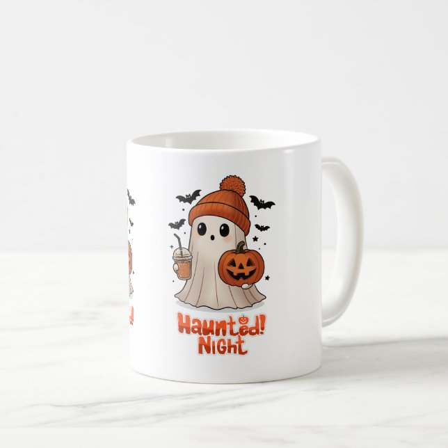 Taza de café de Halloween con fantasma acogedor y  (Anverso derecho)