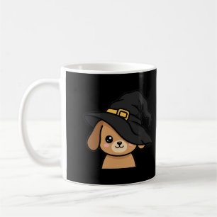 Taza de café de Halloween de cachorro con sombrero