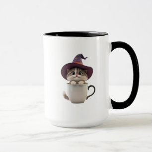 Taza de café de Halloween de gato bruja linda