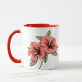 Taza de café de hibisco botánico vintage, té