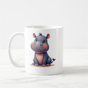 Taza de café de hipopótamo bebé lindo