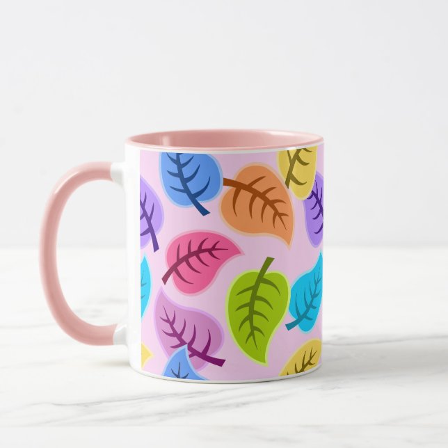 taza de café de hojas de arcoíris (Izquierda)