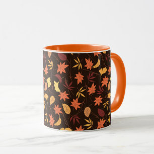 Taza De Café De Hojas De Otoño