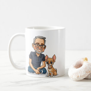 Taza de café de hombre de dibujos animados lindo y