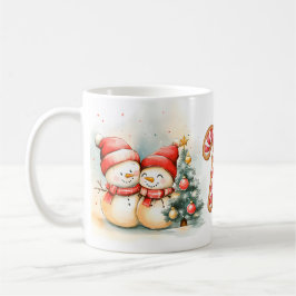 Taza De Café De Hombres De Nieve Lindos De Inviern