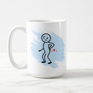 Taza de café de humor sobre dolor de espalda en la