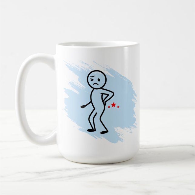 Taza de café de humor sobre dolor de espalda en la (Izquierda)