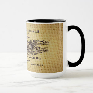 Taza de café de Isaías 28 del granjero del vinta