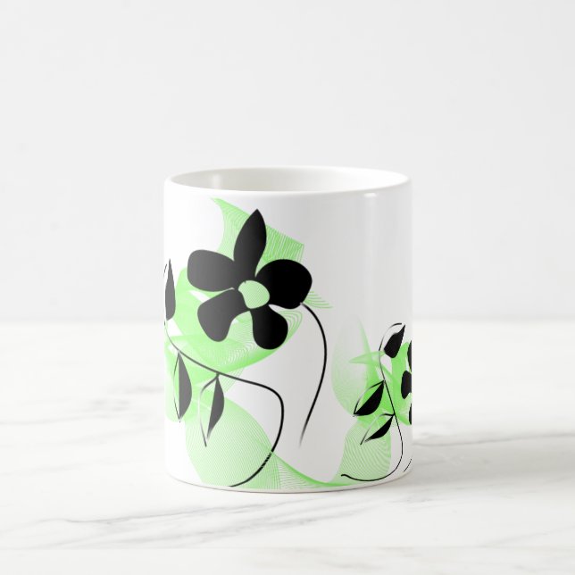 Taza de café de jardín de flores verdes (Centro)