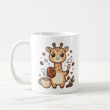 Taza de café de jirafa linda arte Kawaii