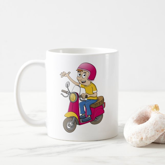 Taza De Café De jongen op de scooter (Con donut)