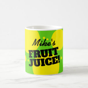Taza de café de jugo de frutas divertida con nombr