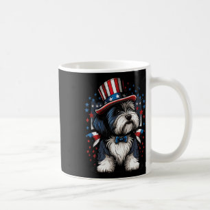 Taza De Café De Julio Patriótico Beart Collie Dog Us Bandera
