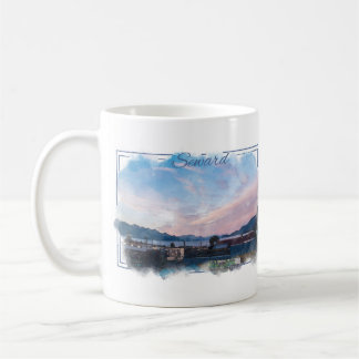 Taza de café de la acuarela de Seward Alaska