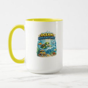 Taza de café de la aventura del océano tortuga mar