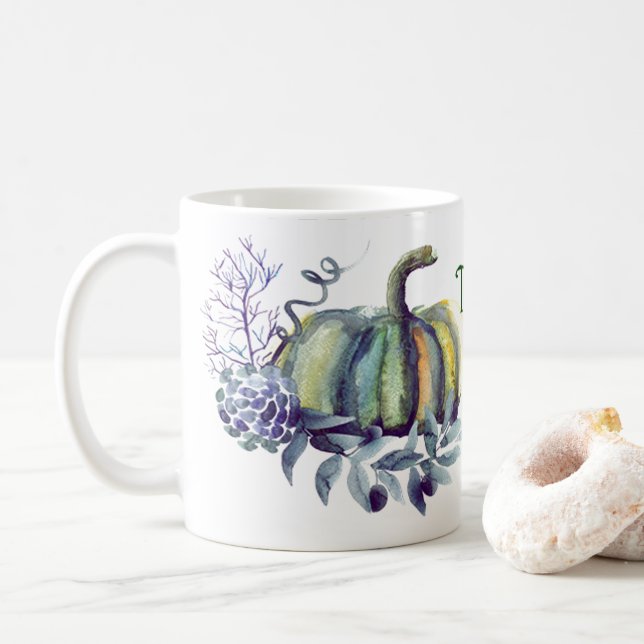 Taza de café de la calabaza de la acuarela (Con donut)