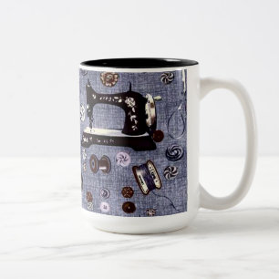 Taza de café de la costurera de las máquinas de