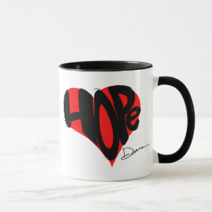 Taza de café de la esperanza. Rojo y negro. Negro