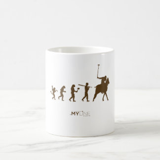 Taza de café de la evolución del jugador de polo