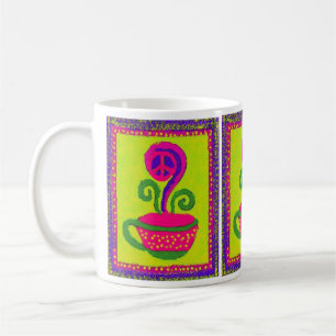 Taza de café de la flor de la paz