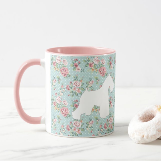 Taza de café de la flor del Schnauzer (Con donut)