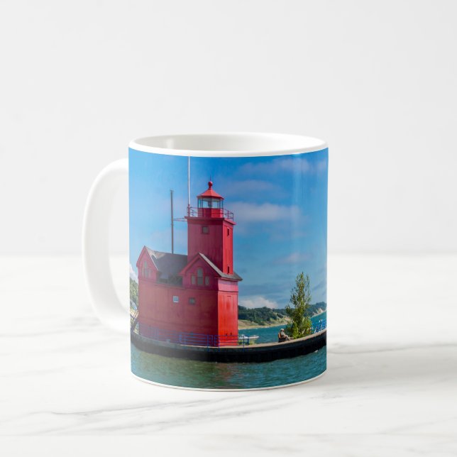 Taza de café de la Holland Harbor Lighthouse (Anverso izquierdo)