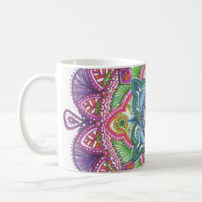 Taza de café de la mandala del arco iris (Izquierda)
