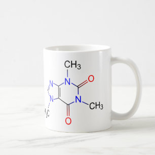 Taza de café de la molécula de cafeína