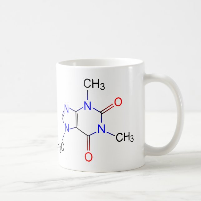 Taza de café de la molécula de cafeína (Derecha)