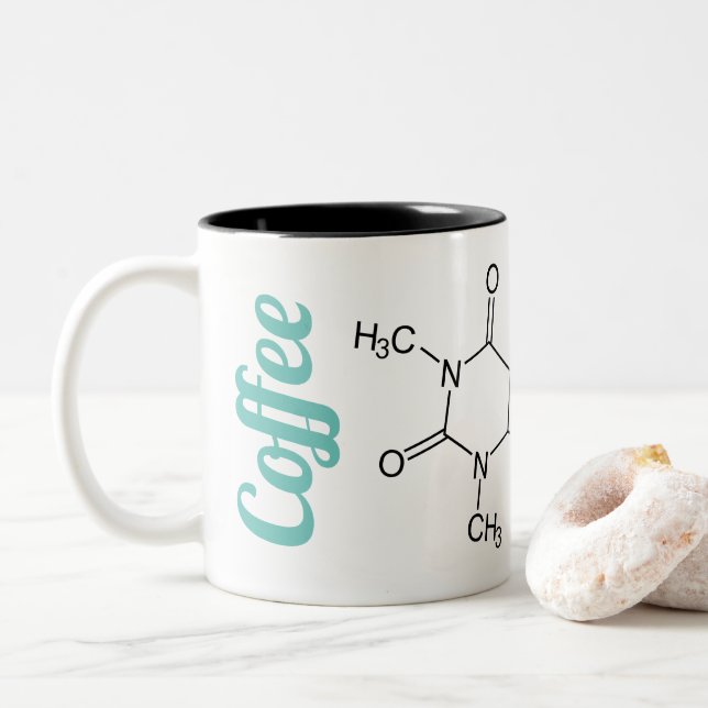 Taza de café de la molécula de la química (Con donut)