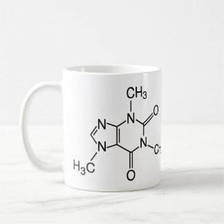 Taza de café de la molécula del cafeína