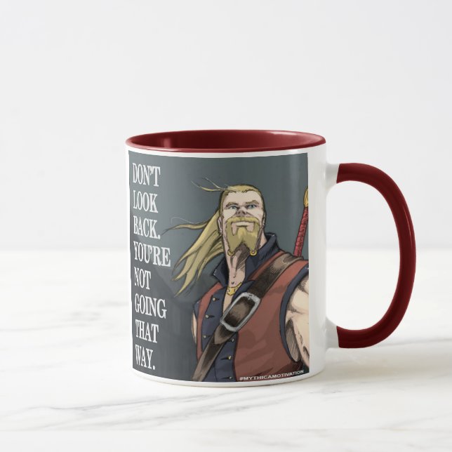 Taza de café de la motivación de Mythica (Derecha)