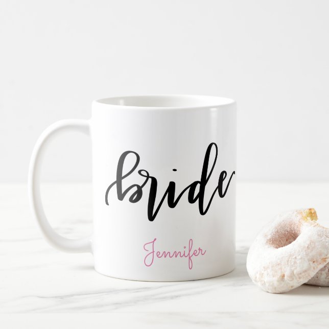 Taza de café de la novia - personalice el nombre (Con donut)
