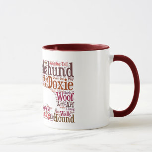 Taza de café de la nube de la palabra de Doxie del