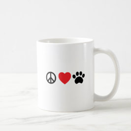 Taza de café de la pata del amor de la paz