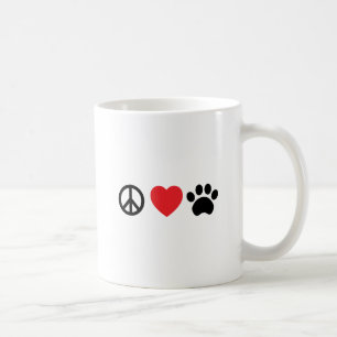 Taza de café de la pata del amor de la paz