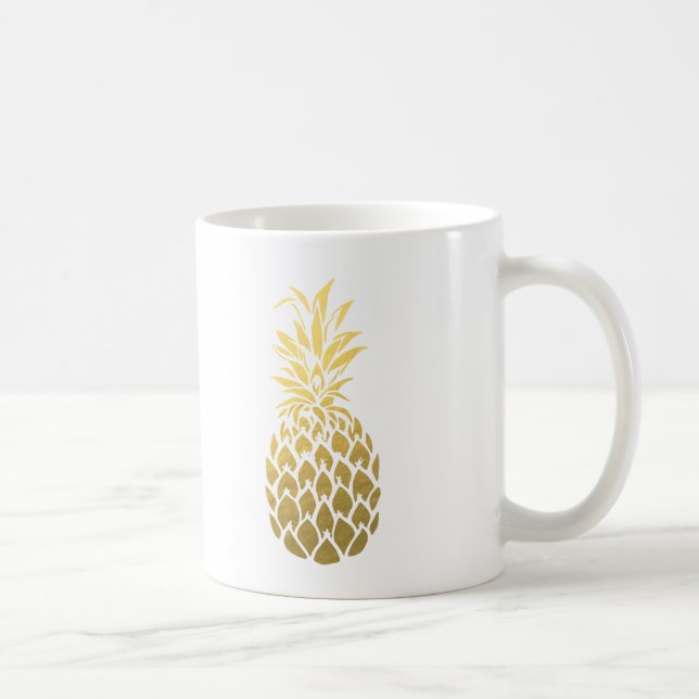Taza de café de la piña del Relieve metalizado (Derecha)
