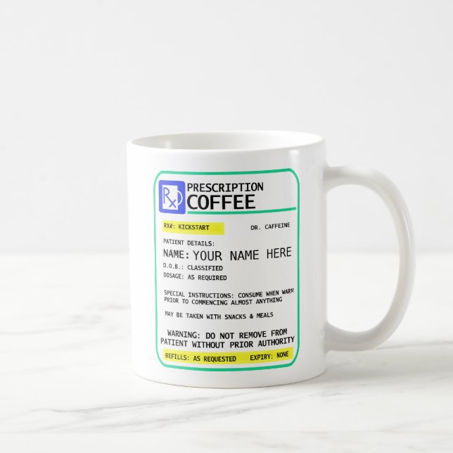 Taza de café de la prescripción - añada su nombre (Derecha)