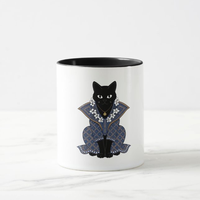 Taza de café de la reina gato de batik mística (Centro)