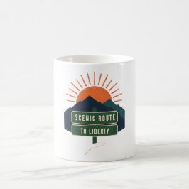 Taza de café de la ruta escénica a la libertad